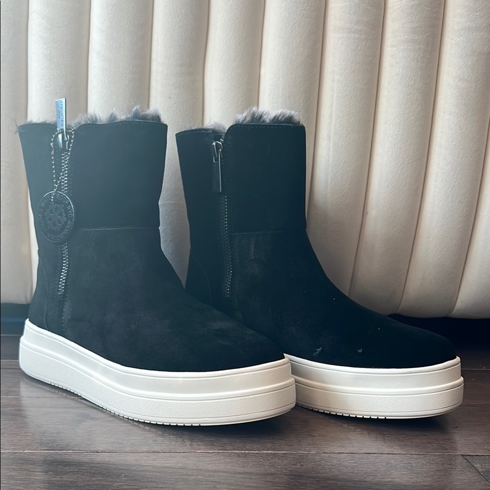 I/slides Women's Black Suede Ankle Boots with fur linning 7